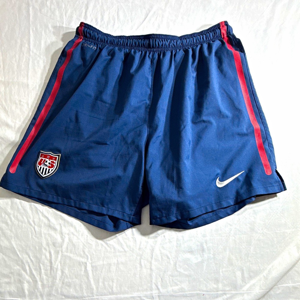Nike Dri-FIT USA Soccer Shorts Blue/Red Team Colors Men’s Size L